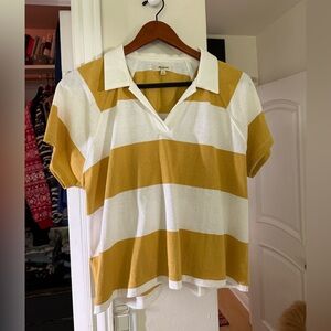 Madewell Mustard and White Striped Top